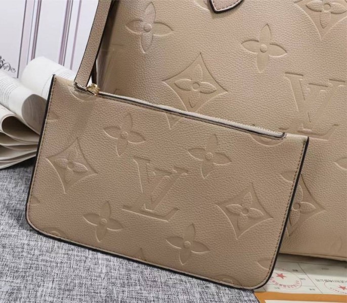 Replica Louis Vuitton Monogram Empreinte Neverfull MM In Beige - Image 3