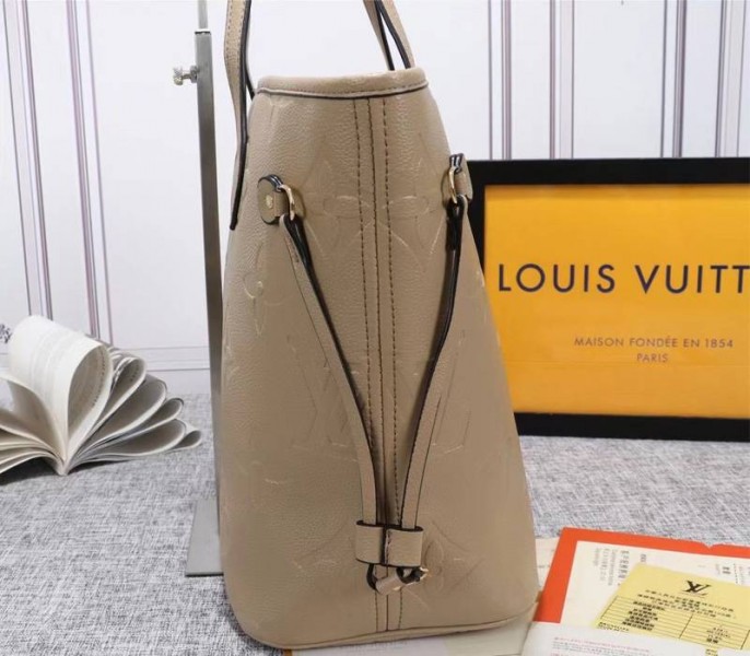 Replica Louis Vuitton Monogram Empreinte Neverfull MM In Beige - Image 4