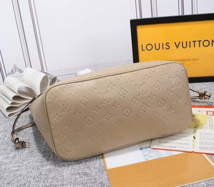 Replica Louis Vuitton Monogram Empreinte Neverfull MM In Beige - Image 5