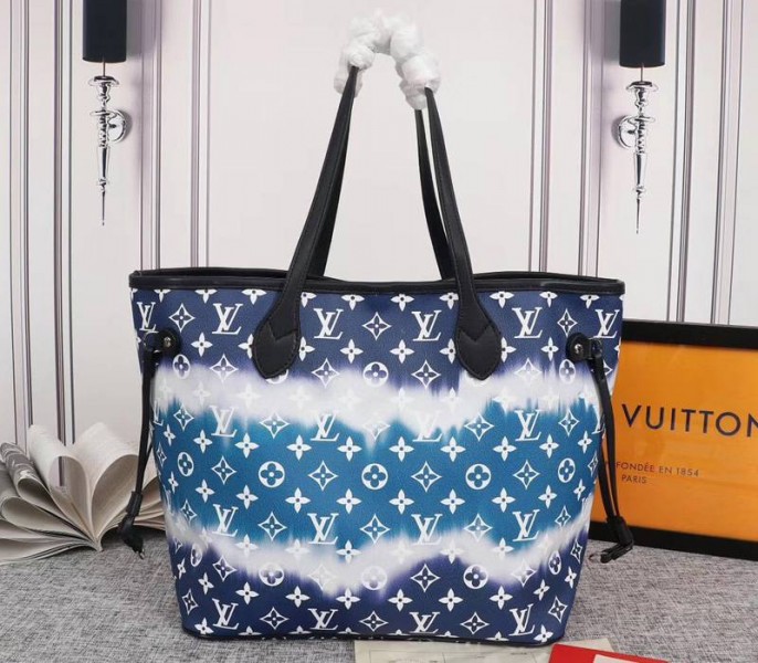 Designer Louis Vuitton Escale Neverfull MM Tote Blue