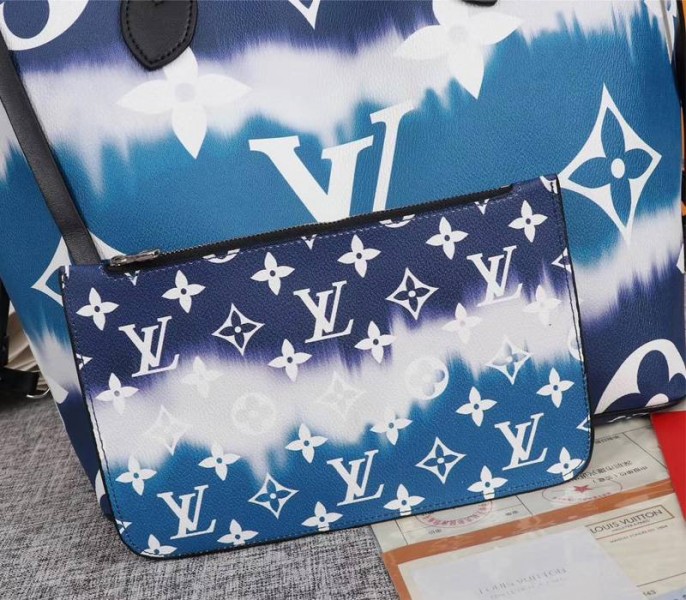 Copies Louis Vuitton Escale Neverfull MM Tote Blue