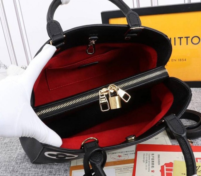 Imitation Louis Vuitton Monogram Empreinte Leather Montaigne MM Handbag Black