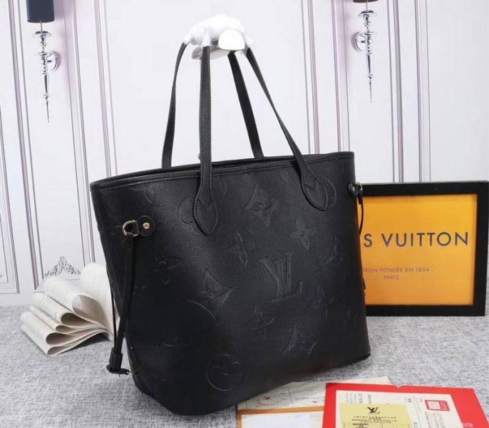 Replica Louis Vuitton Monogram Empreinte Neverfull MM In Black - Image 2