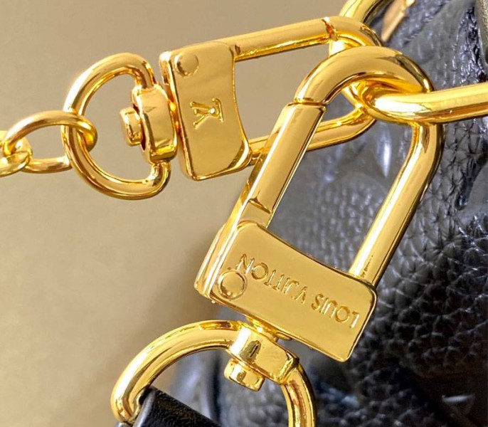 Knockoff Louis Vuitton Monogram Empreinte Petite Malle Souple Handbag In Black