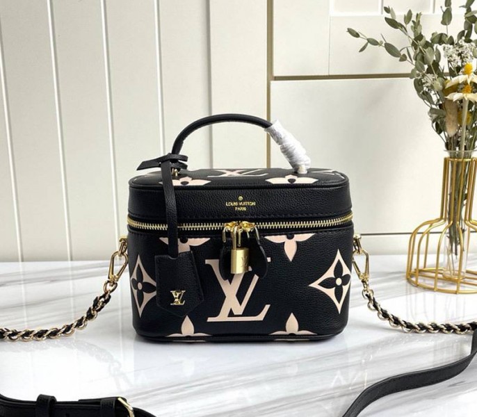Replica Louis Vuitton Bicolor Monogram Empreinte Nice Mini In Black And Beige