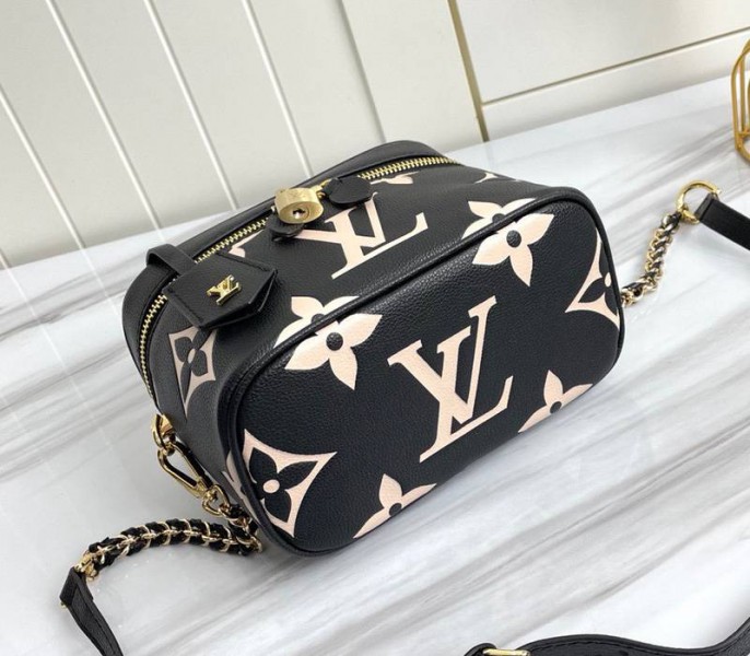 Replica Louis Vuitton Bicolor Monogram Empreinte Nice Mini In Black And Beige - Image 5