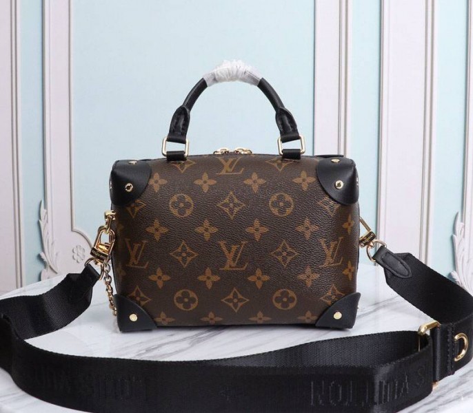 Replica Louis Vuitton Monogram Canvas Petite Malle Souple Handbag In Black
