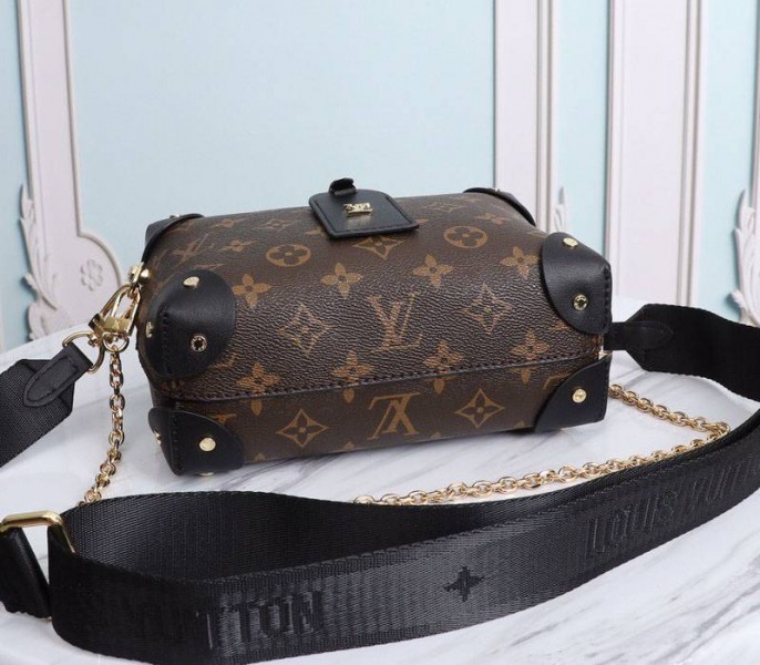 Replica Louis Vuitton Monogram Canvas Petite Malle Souple Handbag In Black