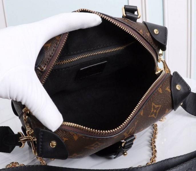 Replica Louis Vuitton Monogram Canvas Petite Malle Souple Handbag In Black