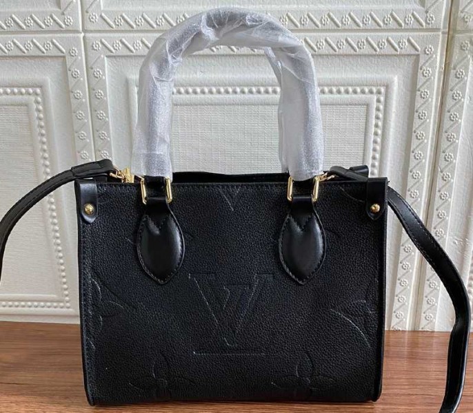 Replica Louis Vuitton Monogram Empreinte Leather Onthego PM In Black