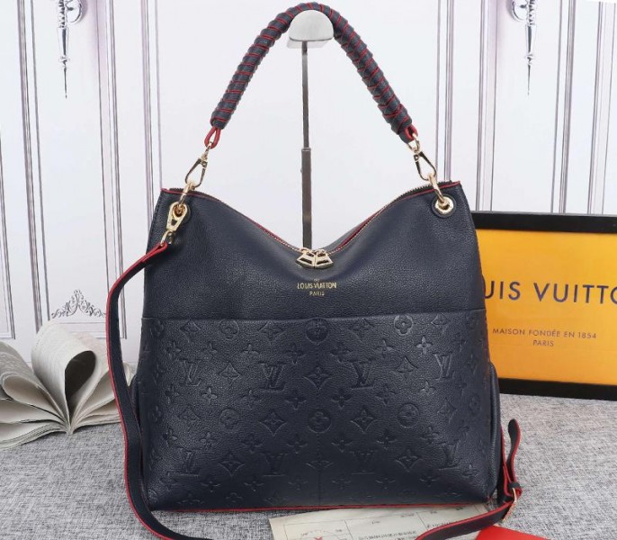 Replica Louis Vuitton Monogram Empreinte Leather Maida In Navy Blue