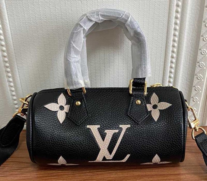 Replica Louis Vuitton Monogram Empreinte Papillon BB In Black And Beige