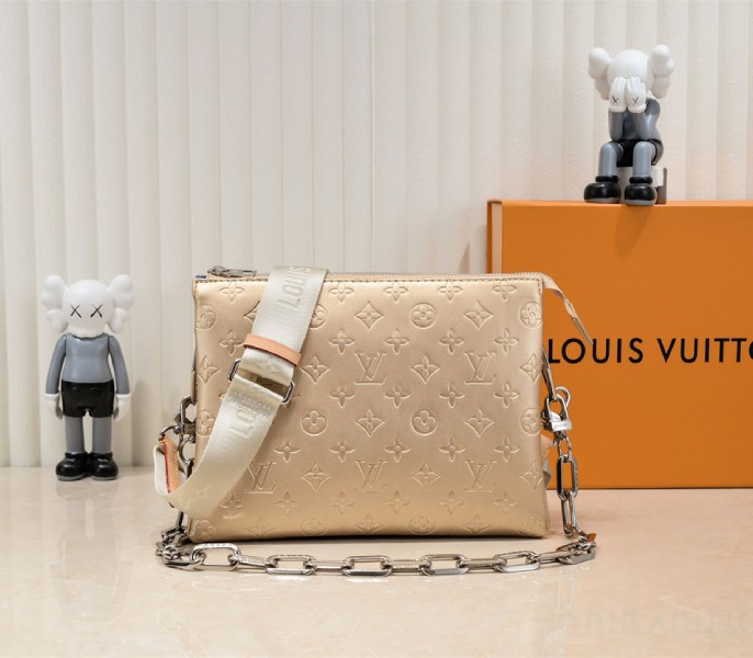 Replica Louis Vuitton Coussin PM In Light Gold With Jacquard Strap