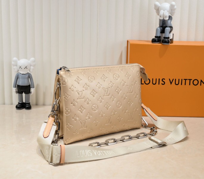 Replica Louis Vuitton Coussin PM In Light Gold With Jacquard Strap - Image 3