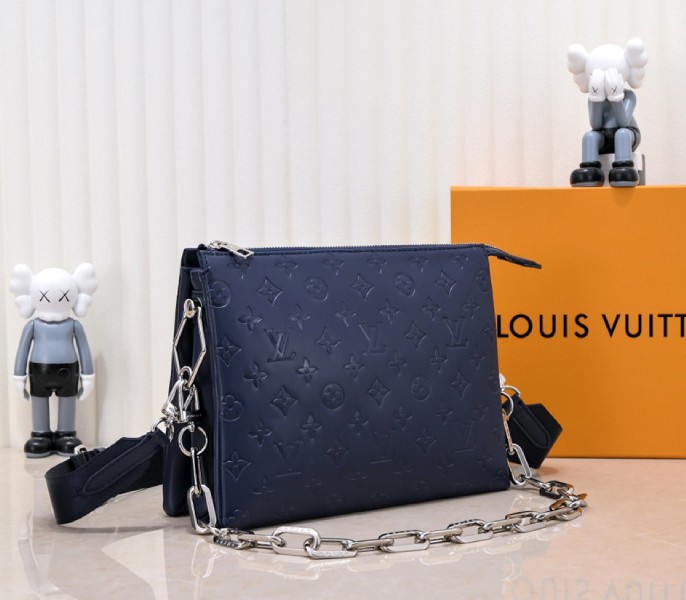 Replica Louis Vuitton Coussin PM In Navy Blue With Jacquard Strap - Image 3