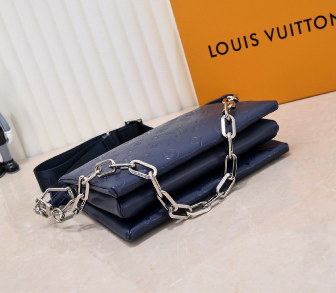 Replica Louis Vuitton Coussin PM In Navy Blue With Jacquard Strap - Image 4