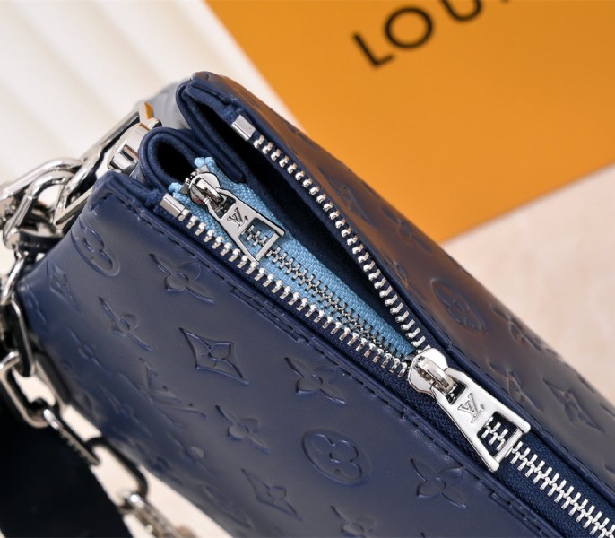 Replica Louis Vuitton Coussin PM In Navy Blue With Jacquard Strap - Image 9