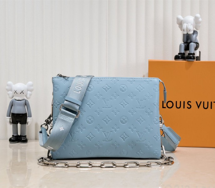 Replica Louis Vuitton Coussin PM In Turquoise Blue With Jacquard Strap