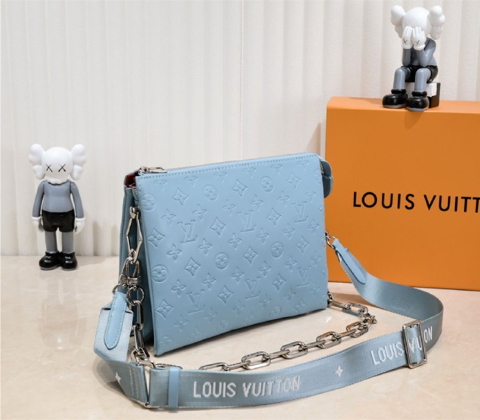 Replica Louis Vuitton Coussin PM In Turquoise Blue With Jacquard Strap - Image 3