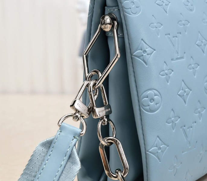 Replica Louis Vuitton Coussin PM In Turquoise Blue With Jacquard Strap - Image 7