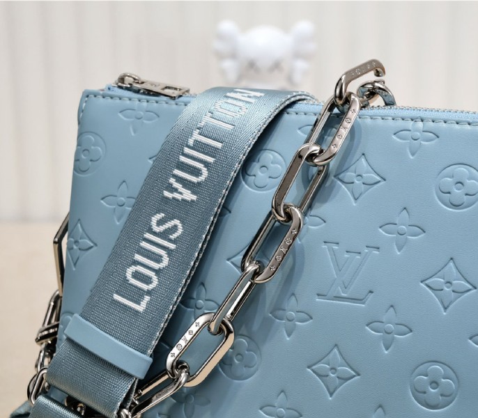 Replica Louis Vuitton Coussin PM In Turquoise Blue With Jacquard Strap - Image 8