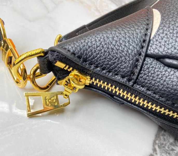 Replica Louis Vuitton Bicolor Monogram Empreinte Leather Bagatelle Mini In Black - Image 8