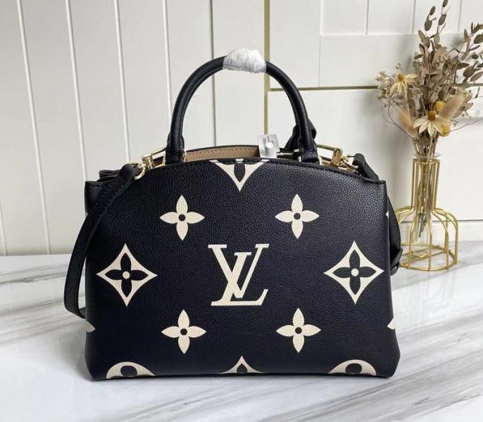 Replica Louis Vuitton Bicolor Monogram Empreinte Leather Petit Palais In Black And Beige - Image 3