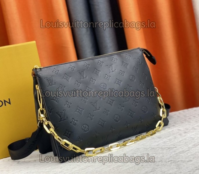 Replica Louis Vuitton Coussin MM In Black With Jacquard Strap - Image 2