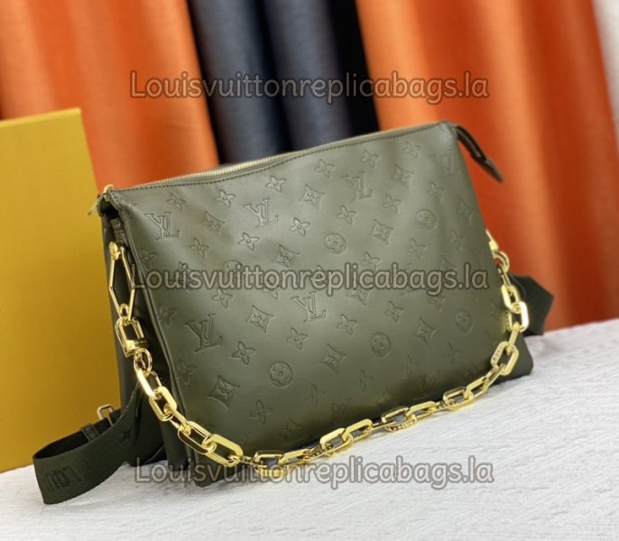 Replica Louis Vuitton Coussin MM In Khaki With Jacquard Strap - Image 2