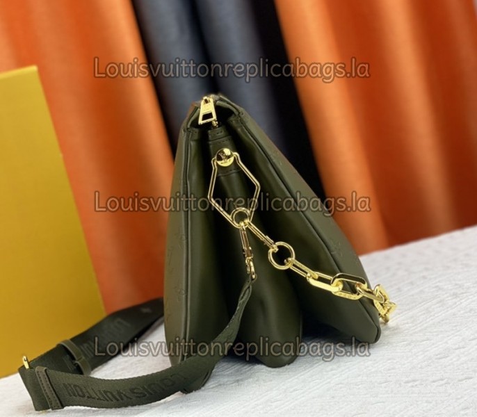 Replica Louis Vuitton Coussin MM In Khaki With Jacquard Strap - Image 4