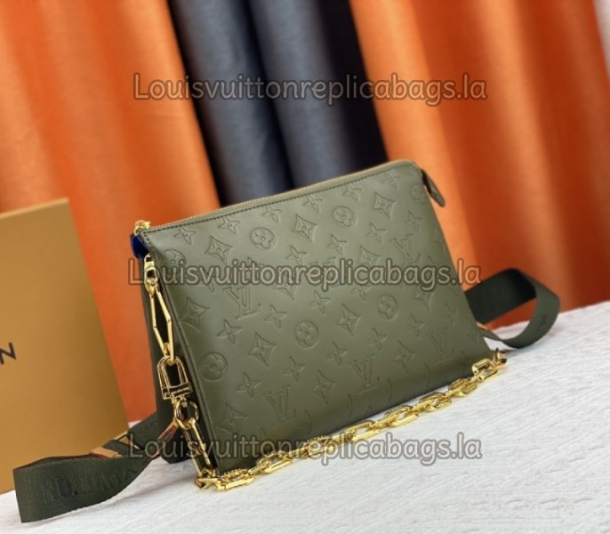 Replica Louis Vuitton Coussin PM In Khaki With Jacquard Strap - Image 2