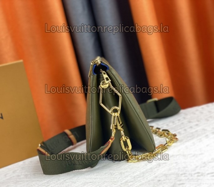 Replica Louis Vuitton Coussin PM In Khaki With Jacquard Strap - Image 4