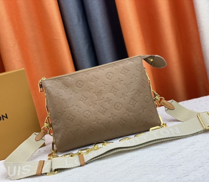 Replica Louis Vuitton Coussin PM In Taupe With Jacquard Strap
