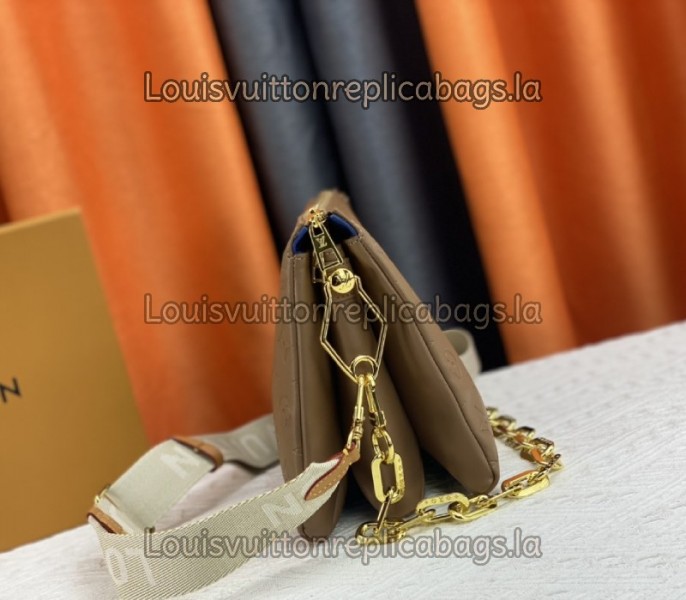 Replica Louis Vuitton Coussin PM In Taupe With Jacquard Strap - Image 4