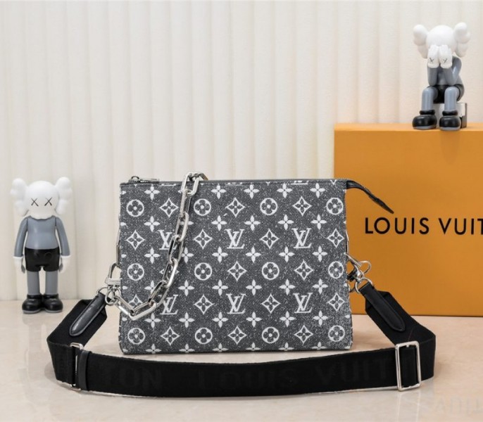 Replica Louis Vuitton Jacquard Denim Coussin PM In Black