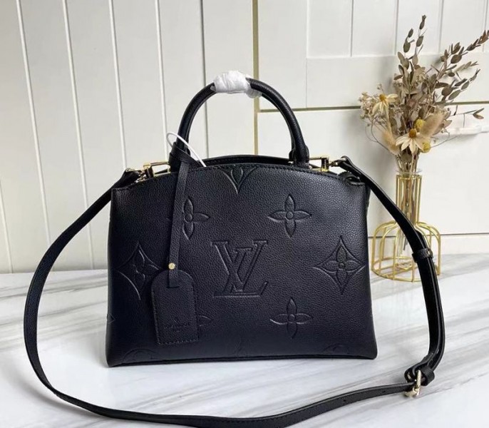 Replica Louis Vuitton Monogram Empreinte Leather Petit Palais In Black