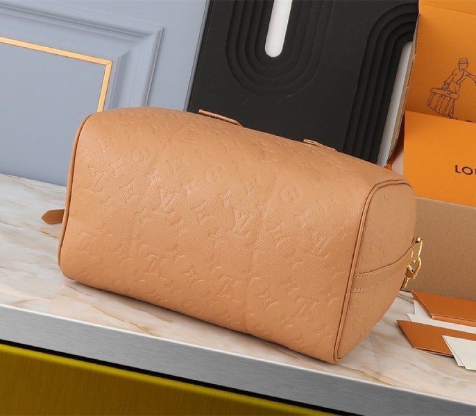 Replica Louis Vuitton Monogram Empreinte Speedy Soft 30 In Arizona Beige - Image 3