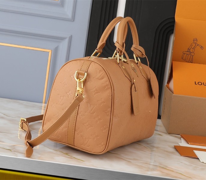 Replica Louis Vuitton Monogram Empreinte Speedy Soft 30 In Arizona Beige - Image 4