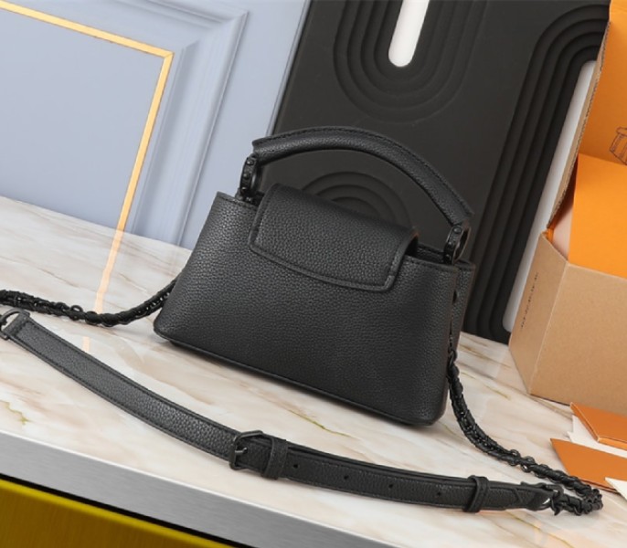 Replica Louis Vuitton Capucines East-West Mini In All Black - Image 2