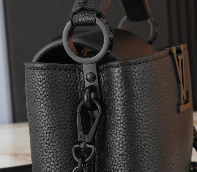 Replica Louis Vuitton Capucines East-West Mini In All Black - Image 9