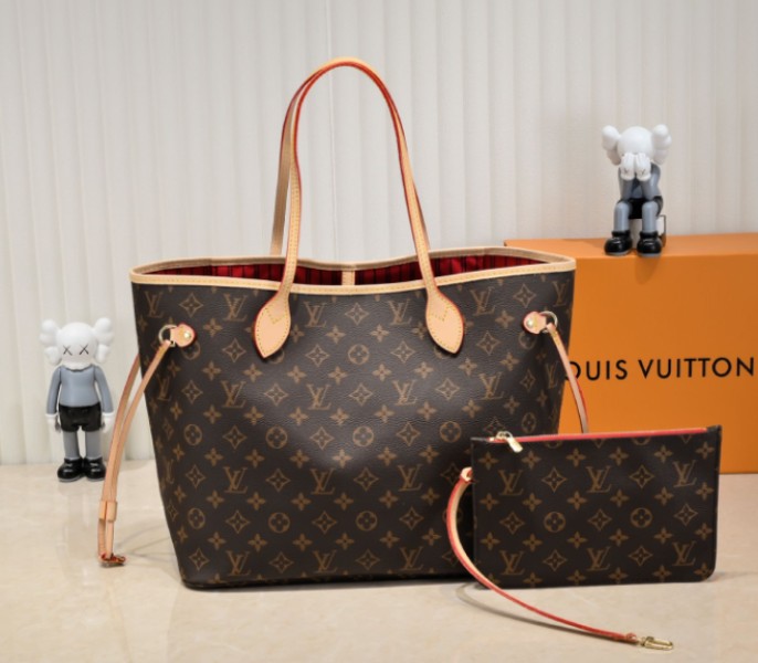 Replica Louis Vuitton Monogram Canvas Neverfull MM In Peony Pink