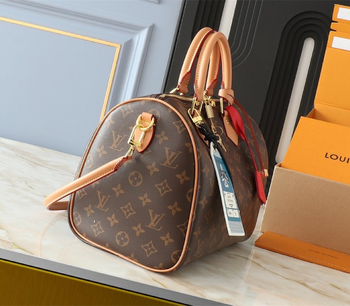 Replica Louis Vuitton Monogram Canvas Soft Speedy 30 Crafty In Red - Image 3