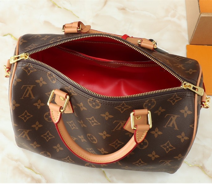 Replica Louis Vuitton Monogram Canvas Soft Speedy 30 Crafty In Red - Image 9