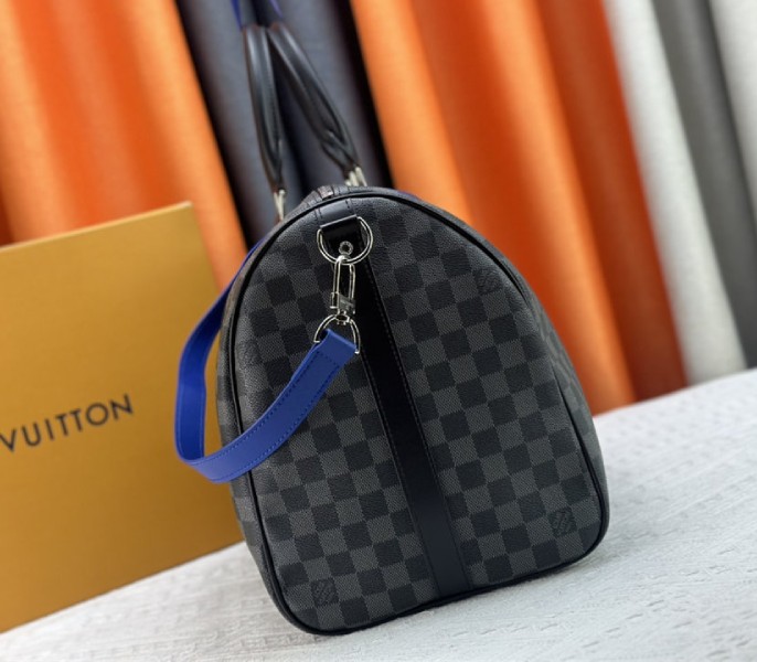 Replica Louis Vuitton Damier Graphite Canvas Keepall Bandouliere 50 In Indigo Blue - Image 4