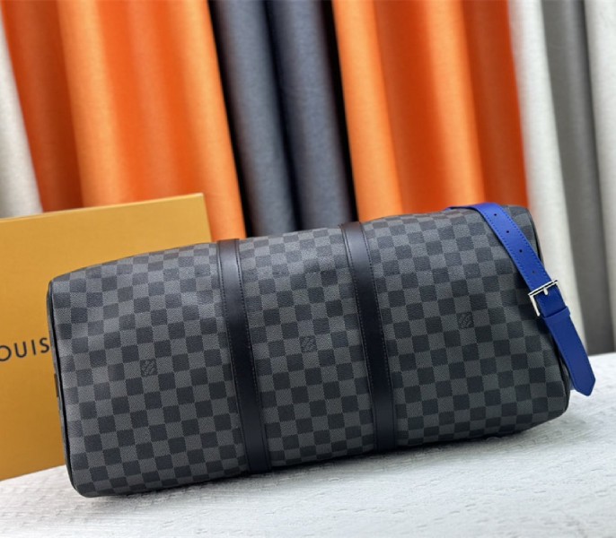 Replica Louis Vuitton Damier Graphite Canvas Keepall Bandouliere 50 In Indigo Blue - Image 5