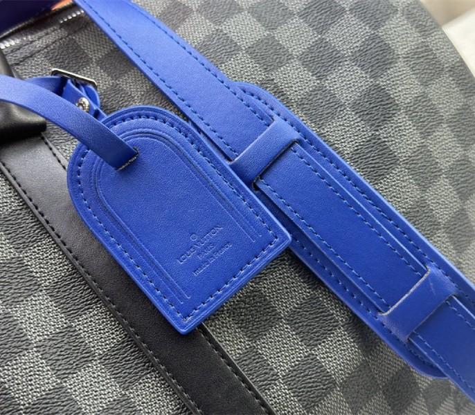 Replica Louis Vuitton Damier Graphite Canvas Keepall Bandouliere 50 In Indigo Blue - Image 8