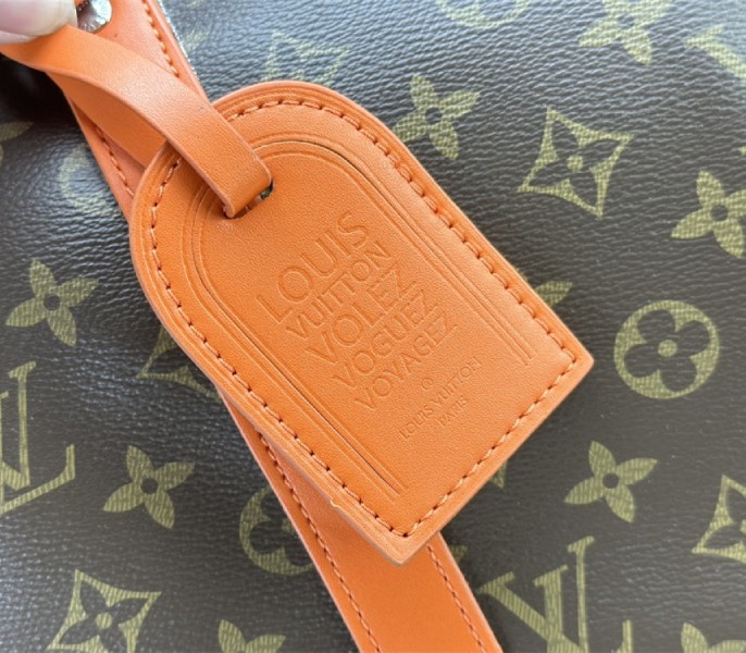 Replica Louis Vuitton Monogram Macassar Canvas Keepall Bandouliere 50 In Tangerine Orange - Image 8