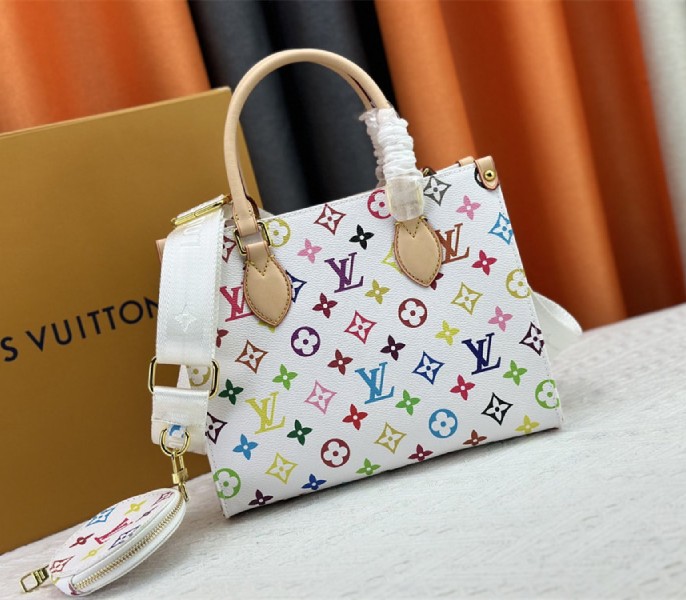 Replica Louis Vuitton X TM Multicolored Onthego PM In White