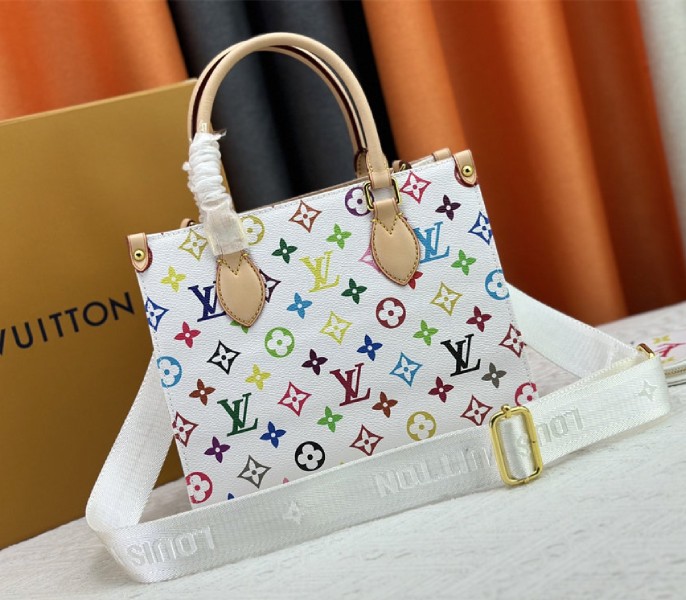 Replica Louis Vuitton X TM Multicolored Onthego PM In White - Image 3