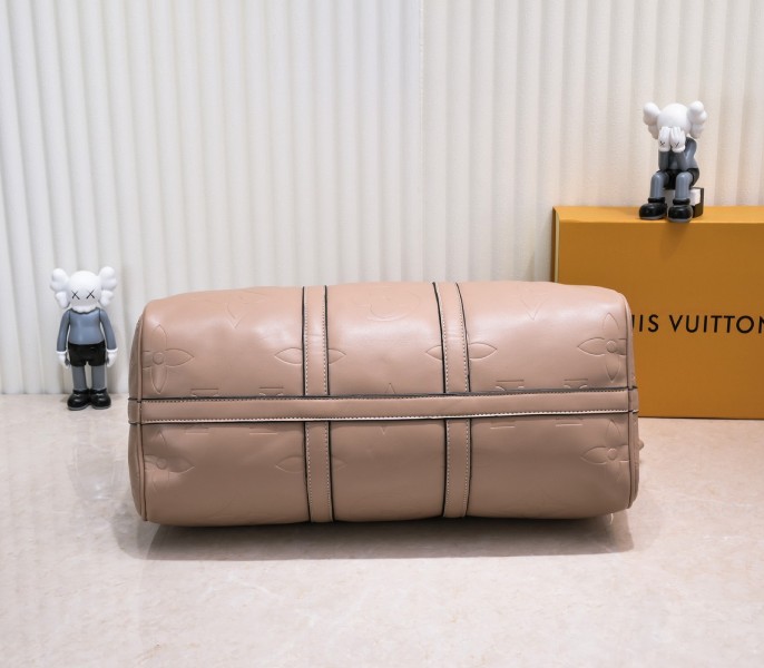 Replica Louis Vuitton Monogram Empreinte Keepall Bandouliere 45 In Tourterelle Gray - Image 3